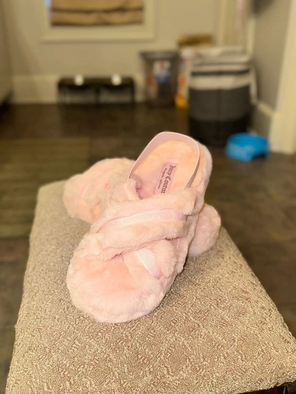 Juicy Couture Goody Faux Fur Slingback Slipper Pink US 9